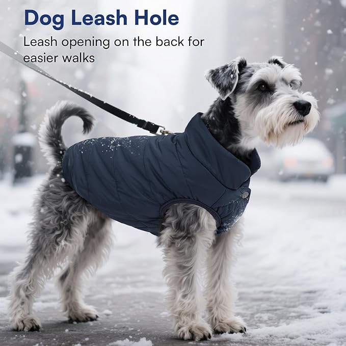 ASENKU Dog Winter Coat - Waterproof Windproof Dog Jacket, Warm Snowproof Doggie Puffer Vest for Cold Weather, Lightweight Snow Coats for Small Medium Large Dogs (XL, Blue)