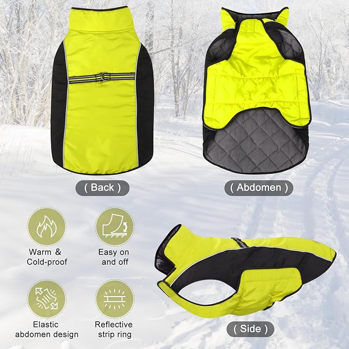 Dog Coat, Water-Resistant Dog Clothes, Warm Fleece Lining Dogs Coats, Winter Windproof Dogs Jackets with Reflective, Pet Vest for Small Medium Large Pets - 1 PCS