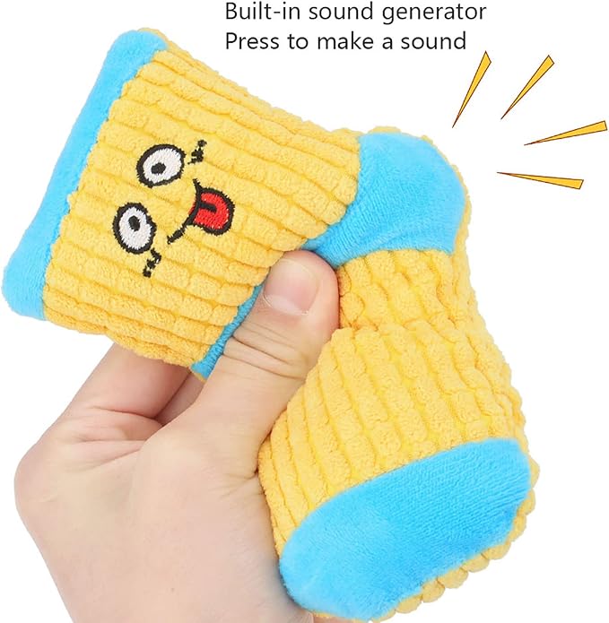 Squeaky Dog Toys, Pet Funny Stuffed Plush Cute Socks Birthday Gift Chew Toys for Small Medium Dogs(Pink White)