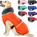 QBLEEV Warm Dog Coat Reflective Dog Jacket, Waterproof Dog Winter Coat Turtleneck Dog Clothes for Cold Weather, Thick Fleece Dog Snowsuit Christmas Dog Vest Pet Apparel for Small Medium Large Dogs S