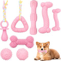 8 Pack Puppy Chew Toys for Teething Cute Pink Dog Teething Toys for Puppies Soft Durable Interactive Chew Toy for Small Dogs