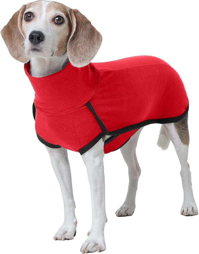 ROZKITCH Dog Winter Coat Soft Pullover Pajamas, Pet Windproof Warm Cold Weather Jacket Vest Cozy Jumpsuit Apparel Outfit Clothes for Chritmas Walking Sleep BrightRed 2XS