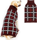 PUPTECK Dog Christmas Sweaters for Large Medium Small Dogs - Fall Classic Plaid Style Puppy Holiday Winter Coat Clothes Warm, Deep Red, ML