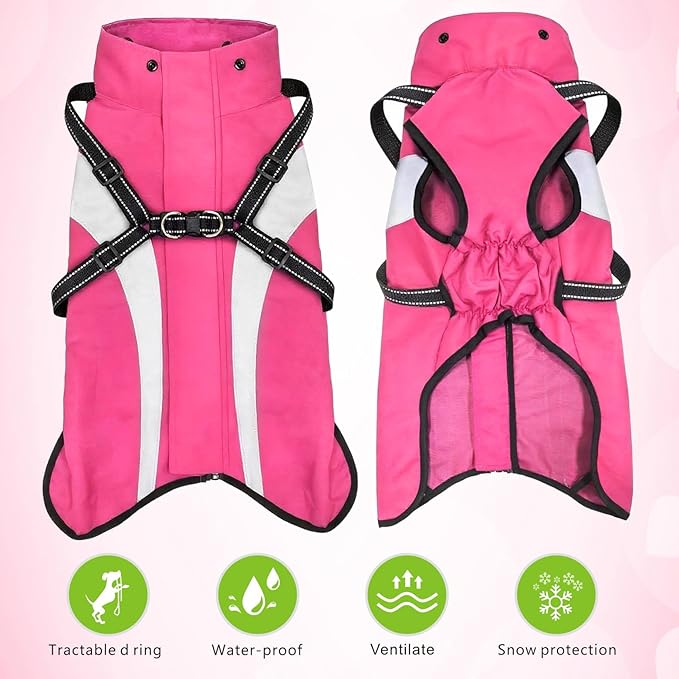 Mosucoirl Dog Raincoat Waterproof Raincoats for Dog Reflective Dogs Rain Jackets with Hood Hoodie Pet Rain Poncho Coat for Small Medium Large Dogs Puppies S-XXL (Pink, M)