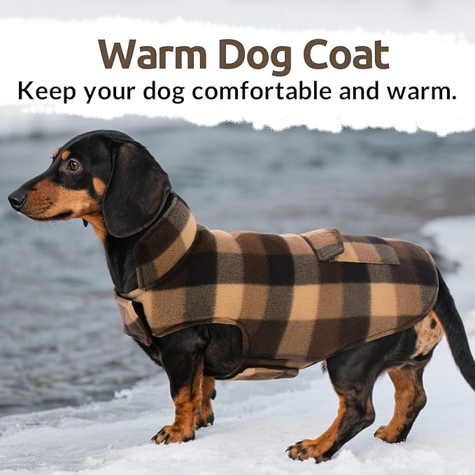 ASENKU Dog Winter Jacket Plaid Reversible Vest, Waterproof Dog Coat for Cold Weather, Perfect for Small to Large Dogs (Coffee, L)