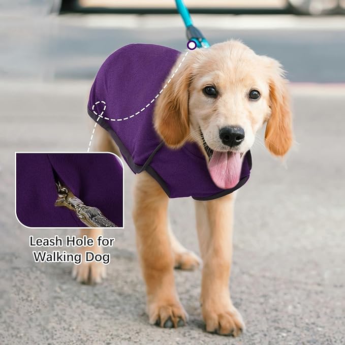 ROZKITCH Dog Sweaters for Medium Dogs Girl, Pet Windproof Warm Cold Weather Jacket Vest Cozy Jumpsuit Apparel Outfit Clothes for Walking Hiking Travel Sleep Purple M