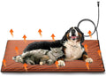TURBRO 48x28” Extra Large Pet Heating Pad, Electric Heated Dog Bed for Large Breeds, Air Valve Design, Anti-Bite Cord, Ultra-Soft and Anti-Slip Cover, Outdoor and Indoor Use, UL Test Passed, Brown
