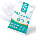 [10 Count] No-Rinse Pet Glove Wipes – 5-Finger Design, Coconut Oil & Aloe, Hypoallergenic Grooming Mitts for Dogs & Cats
