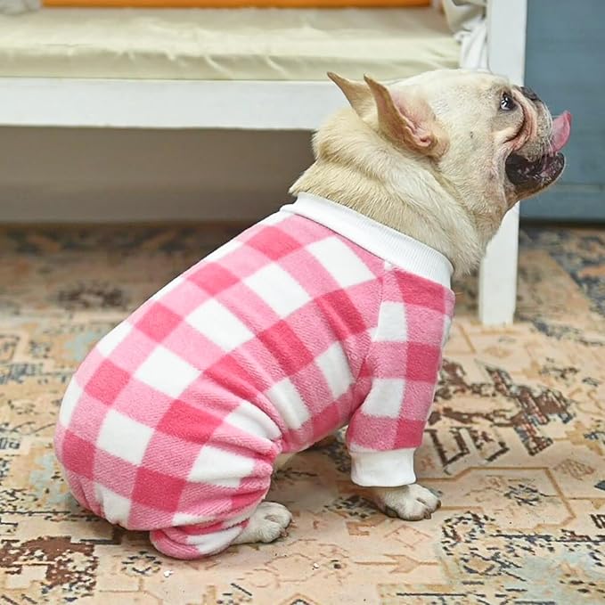 SCENEREAL Dog Pajamas for Small Medium Sized Dogs - Soft, Warm Pet Sweater Clothes, Pink Puppy Onesie Outfits for Doggie Winter Christmas - Dog Jammies Pjs
