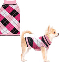 KOOLTAIL Dog Sweater for Small Dogs, Puppy Knitted Clothes - Classic Plaid Pullover Turtleneck Thick Warm Fall Cat Sweaters with Leash Hole, Dog Winter Clothes for Chihuahua Dachshund Girls Boys, XS