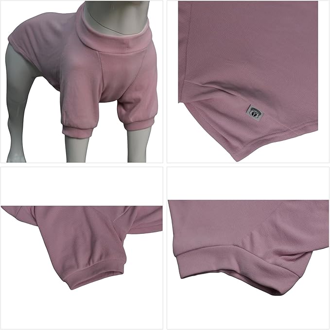 Lovelonglong Ribbed Dog T-Shirt Cotton Knitted Dog Sweaters for All Season Pet T-Shirts for Large Medium Small Dogs Light Pink 2XL