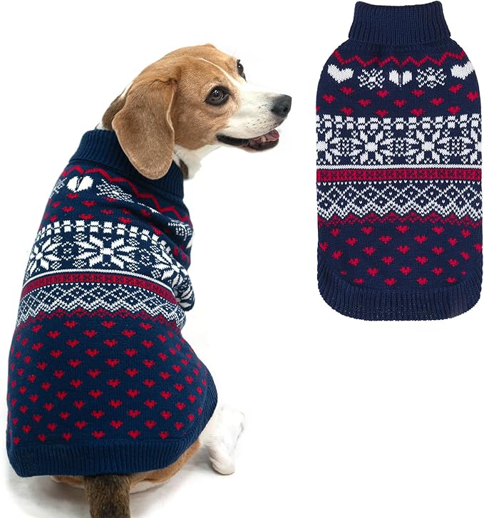 SCENEREAL Dog Sweaters for Medium Sized Dogs - Soft, Warm Turtleneck Pullover Fall Winter Dog Clothes, Knitted Argyle Dog Christmas Outfits, Ugly Pet Clothing for Boy Girl Puppy