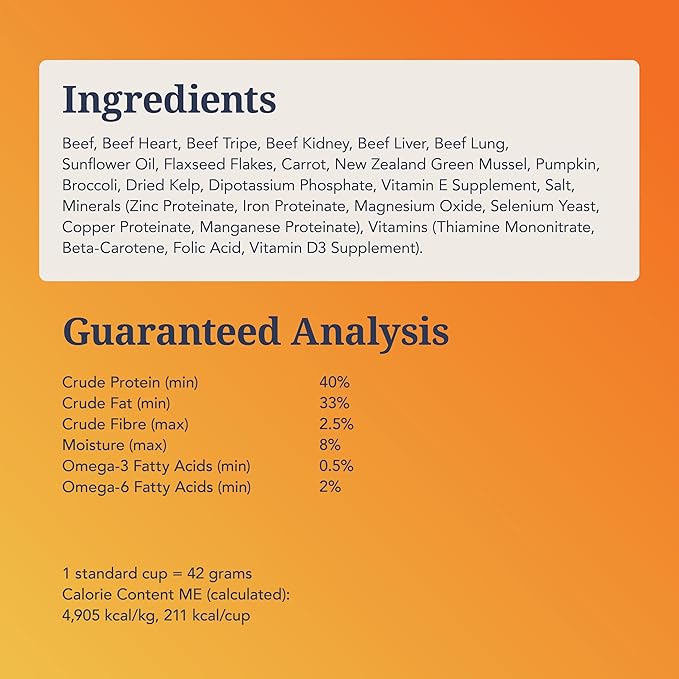 K9 Natural Beef Freeze Dried Dog Food, High-Meat Natural Complete Meal or Meal Toppers for Dogs, Grass-Fed Beef from New Zealand, Grain-Free, GMO-Free, Complete & Balanced Nutrition, 3.5oz
