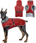 Warm Dog Jacket,3XL Dogs Reflective Adjustable Winter Coat with Turtleneck for Cold Weather,Waterproof Fleece Snowsuit Large Dogs,Pet Cold Weather Coats,Dog Winter Coat Windproof,Red,3XL