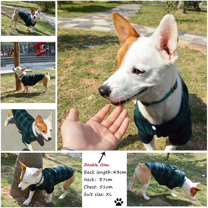 Koneseve Dog Shirt, Pet Plaid Clothes Shirt T-Shirt, Sweater Bottoming Shirt for Small Dog Cat Puppy Grid Adorable Wearing Stylish Cozy Halloween,Christmas Costumes (Green;L/Large)