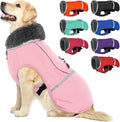 QBLEEV Warm Dog Coat Reflective Dog Jacket, Waterproof Dog Winter Coat Turtleneck Dog Clothes for Cold Weather, Thick Fleece Dog Snowsuit Christmas Dog Vest Pet Apparel for Small Medium Large Dogs M