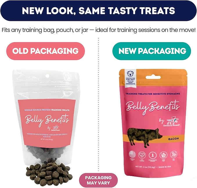 Onward Hound Training Treats for Dogs - Soft Bacon - Low Calorie Dog Training Treats for Sensitive Stomachs with Single Source Premium Protein, Corn Free, & Soy Free Formula - 4 oz