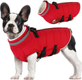 Small Dog Coat with Harness Built-in, Waterproof Reflective Fleece Lined - Warm Windproof Winter Jacket with Back Zipper, Cold Weather Snow Dog Coats - Red - S