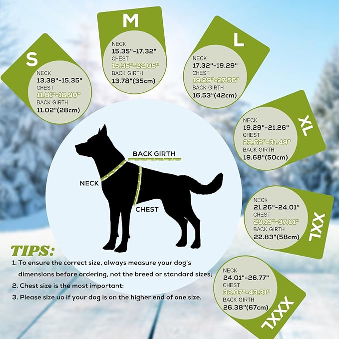 EMUST Dog Winter Coat, Thick Windproof Pet Jacket Winter, Pet Dog Vest for Small/Medium/Large, Green, XXL