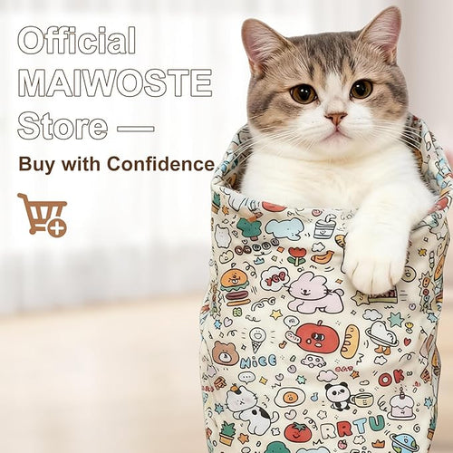 27.6" Large Cat Grooming Wrap – Anti-Escape Cat Wrap for Cutting Nails, Brushing & Medication – Soft, Comfortable, Reusable, Self-Adhering, Holds Cats Up to 15lbs (Elephant Cat)
