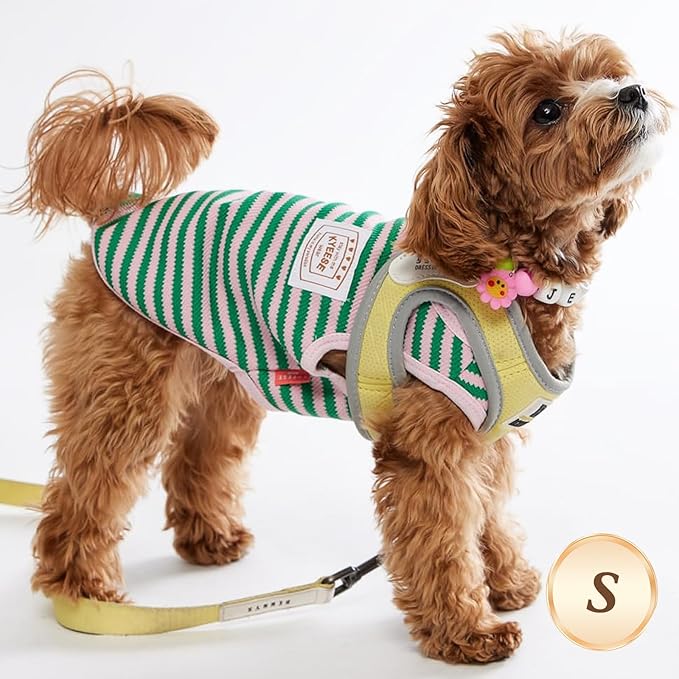 KYEESE 2Pack Dog Shirts Striped for Small Dogs Soft Stretchy Dog T-Shirts Lightweight Tank Top Sleeveless Vest Breathable Cat Outfit, Small, Rose Red+Blue