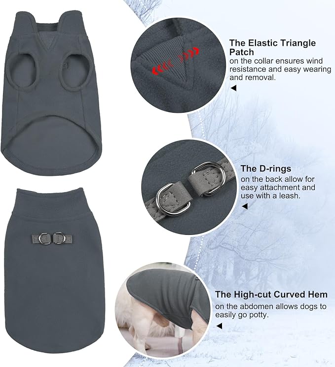 BEAUTYZOO Dog Fleece Vest Sweater Winter Jacket for Small and Medium Dogs with D-Ring Leash Cold Weather Coat Hoodie for XS S M Dogs Boy or Girls