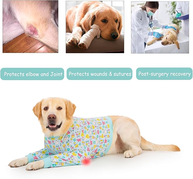 Dog Recovery Shirt for Front Legs, Dog Elbowpads Sleeve Protect Dogs Elbows Arms,Stop Licking Joints After Surgery, Help with Injury Healing Covers The Wound, Cone Alternatives (Blue, 2XL)