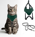 A1HC Escape Proof Cat Harness and Leash - Soft Adjustable Vest, Comfortable Mesh and Long Strips with Air Tag Pocket, Easy Control, Safe Walking Harness for Cats & Kittens - Dark Green (Medium)
