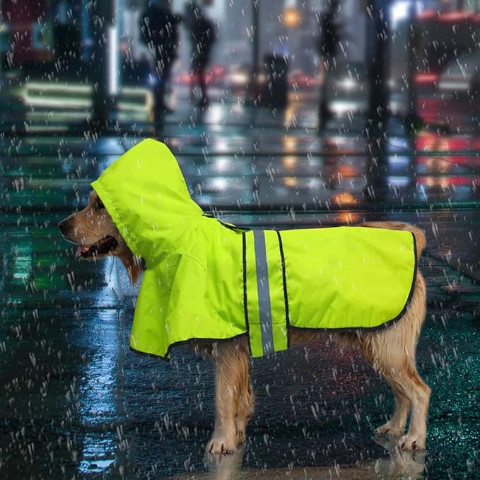Candofly Dog Raincoat Hooded Poncho - Adjustable Waterproof Dog Rain Jacket Lightweight Reflective Dog Rain Coat Pet Slicker for Small Medium Large Dogs (X-Large, Green)