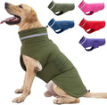 Dog Coat, Waterproof Winter Jacket, Warm Windproof Vest, Reflective Adjustable Turtleneck Coats for Medium and Large Dogs with Hook & Loop - Green - L