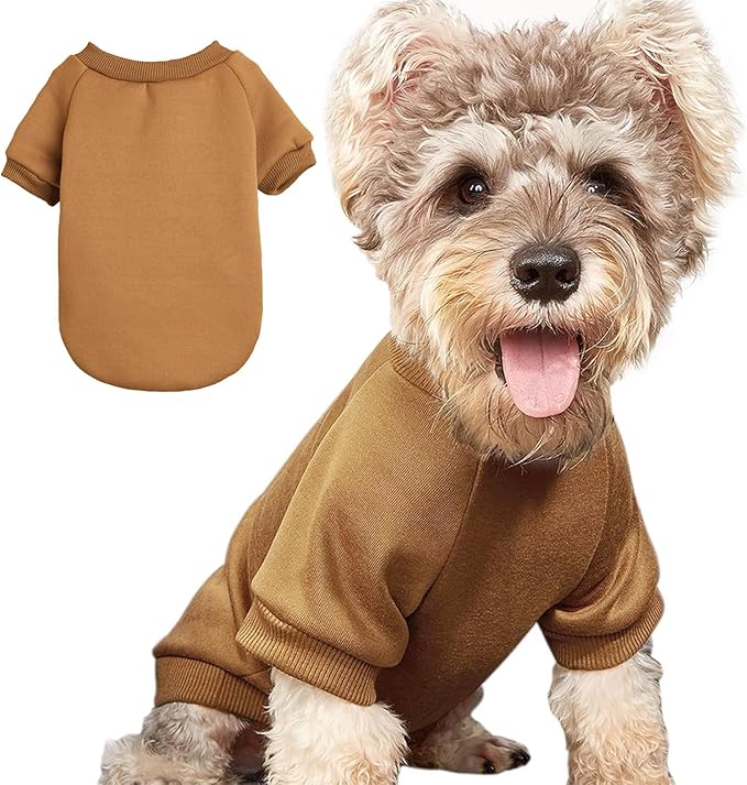 Puppy Sweater for Small Dogs Clothes Warm Winter Cat Clothe Pet Sweatshirt Knitwear Doggie Kitten Clothing, Coffee, X-Small