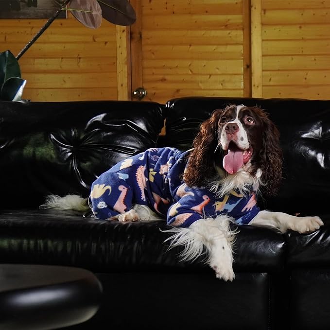 ROZKITCH Dog Winter Coat Soft Dog Fleece Pajamas, Pet Windproof Warm Cold Weather Jacket Vest with Reflective Zipper, Jumpsuit Apparel Outfit Clothes for Medium Dog Dinosaur M