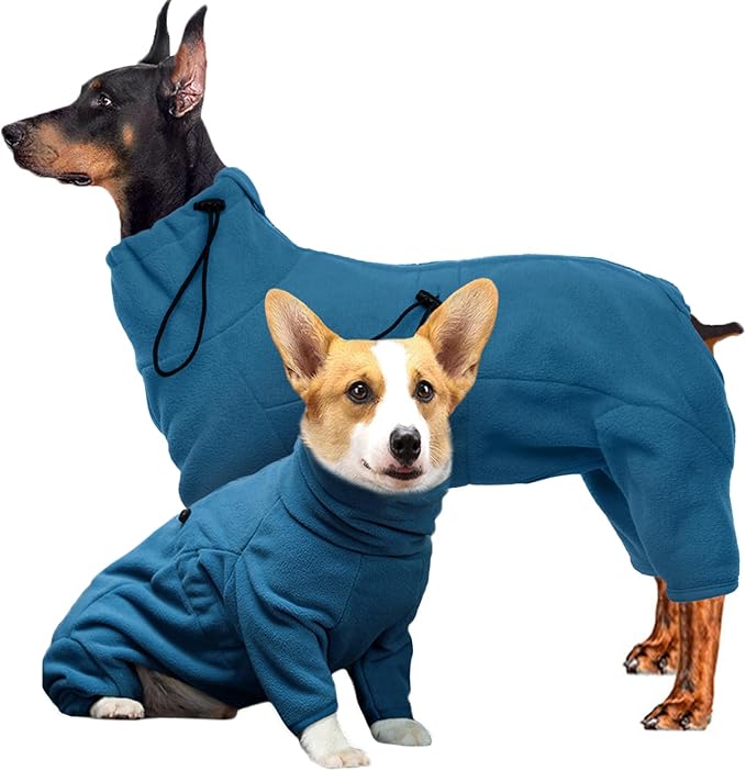 ROZKITCH Fleece Coat for Dogs, Pet Windproof Warm Cold Weather Jacket Vest Cozy Jumpsuit Apparel Outfit Clothes for Large Giant Dog Walking Sleep 3XL