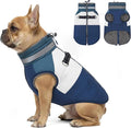 azuza Dog Jacket for Medium Dogs Waterproof Dog Coat with Reflective Strips and Harness Built in Warm Fleece Dogs Winter Coat Windproof with Back Zipper, Navy XL