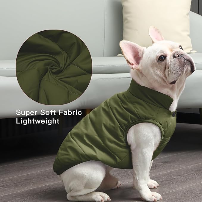 Fleece Lined Warm Dog Jacket for Winter Cold Weather,Soft Windproof Medium Dog Coat,Green XL