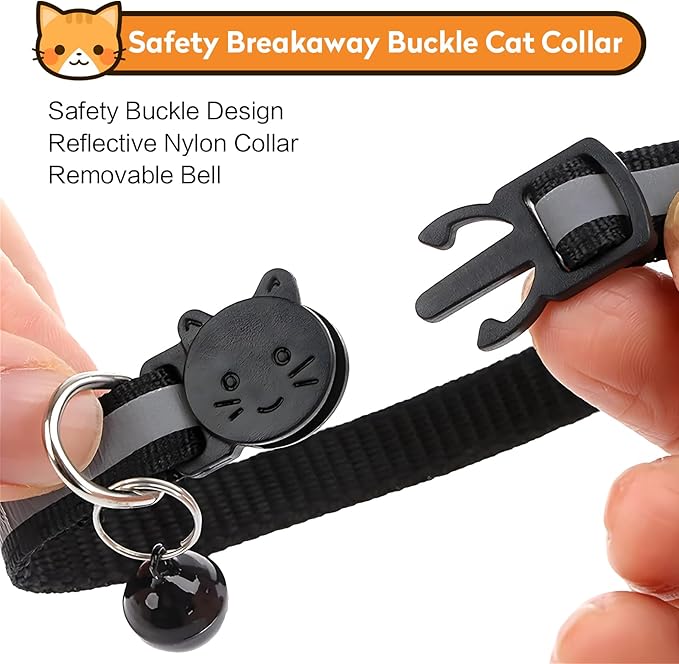 Airtag Cat Collar with Bell, Reflective Nylon Kitten Collar with Apple Air Tag Holder and Breakaway Safety Buckle for Puppy Girl Boy Cats, 3/8" in Width and Lightweight, Red