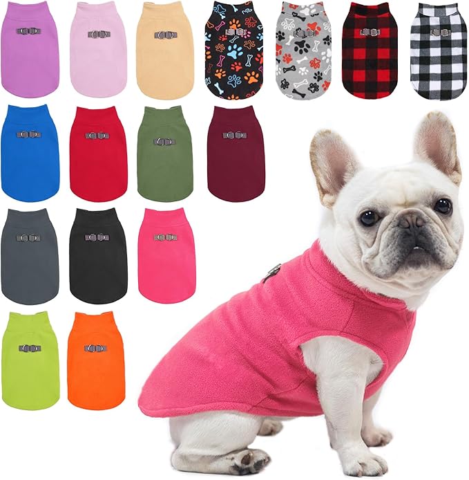 BEAUTYZOO Dog Fleece Vest Sweater Winter Jacket for Small and Medium Dogs with D-Ring Leash Cold Weather Coat Hoodie for XS S M Dogs Boy or Girls,Rose L