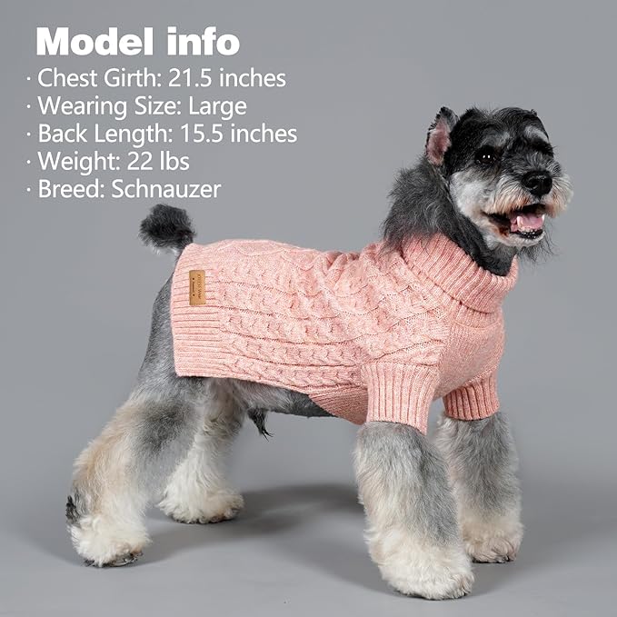 KYEESE Dog Sweater Comfy Pet Coats Stretchy Small Pet Sweater Pet Knitwear with Long Sleeve Turtleneck Dog Sweater for Small Dogs for Cold Weather, Pink, Medium