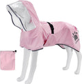 MAMORE Dog Raincoat Waterproof, Lightweight Adjustable Dog Rain Coat Hooded Poncho with Reflective Strip for Large Medium Small Dogs (Pink, XX-Large)