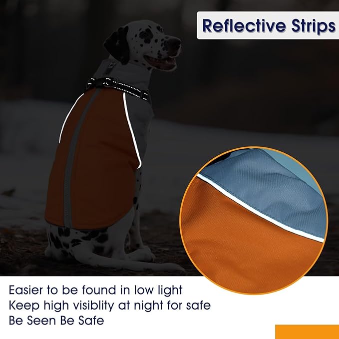 Dog Coat with Harness Built in,Water-Repellent Dog Jacket Christmas Puppy Winter Coat with Reflective,XS Doggy Winter Jacket with Zipper,Soft Pet Fleece Snow Jacket for Small Dogs,Orange,XS