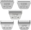 30W+10W+7FW+5FW+4FW Wide Pet Dog Grooming Detachable Blades Kit,Compatible with Andis,Oster A5,Wahl KM10 Clippers,Cut Length 1/50"(0.5mm) to 3/8" (9.5mm),5 Pack