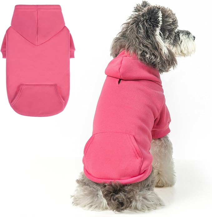 SCENEREAL Dog Hoodie Sweaters for Small Medium Large Size Dogs, Fleece Dog Sweatshirt with Hat and Pocket,Soft Cold Winter All Weather Dog Clothes for S to XL Sized Dogs, Pink S