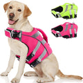 Kuoser Medium Dog Life Jackets - Reflective Swim Vests for Beach & Boating, Pink