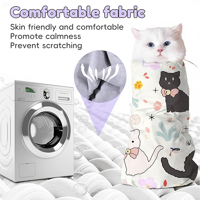 27.6"Cat Grooming Wrap (for nail trimming and veterinary care) - Large-Scale Anti-Escape Cat Containment Device- Multifunctional pet grooming essential, (C2 Suitable for 15 lbs)