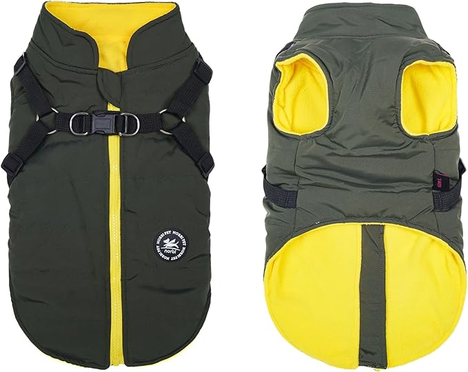Norbi Dog Winter Jacket with Built-in Harness - Adjustable Warm Coats for Small to Large Dogs - Perfect for Cold Weather