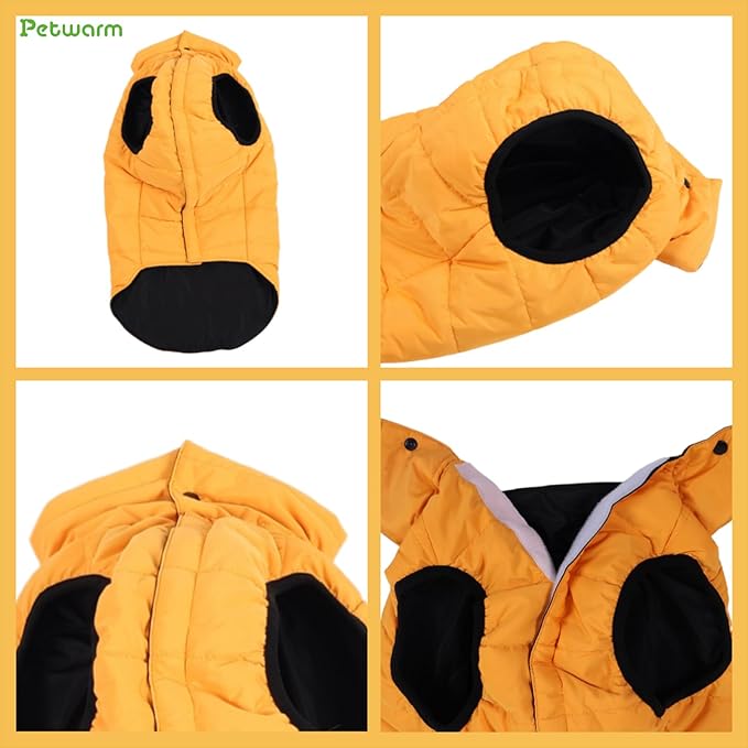 PetWarm Reversible Dog Cold Weather Coats, Waterproof Dog Puffer Vest, Vest for Dogs with Hook-and-Loop Strap, Windproof Outdoor Coat for Winter Walks and Snowy Days, Orange, 2XL