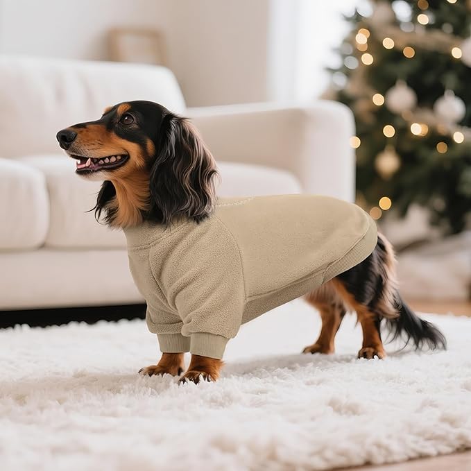 BRKURLEG Dog Sweater, Turtleneck Thick Dogs Sweatshirts Fleece Sweater, Dog Winter Coat for Small Medium Large Dogs, Pet Warm Sweaters with Zipper, Pullover Jacket with Sleeve (Light Coffee, L)
