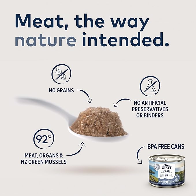 ZIWI Peak Wet Cat Food – All Natural, High Protein, Grain Free, Limited Ingredient, with Superfoods (Mackerel, Case of 24, 3oz Cans)