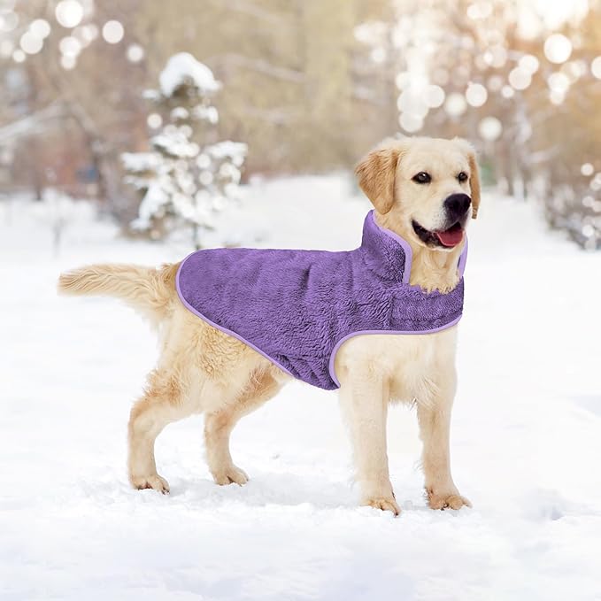 Malier Dog Winter Coat, Reversible Fleece Dog Cold Weather Coats, Windproof Warm Snow Puppy Jacket Vest Pet Clothes for Small Medium Large Dogs (Purple, XX-Large)