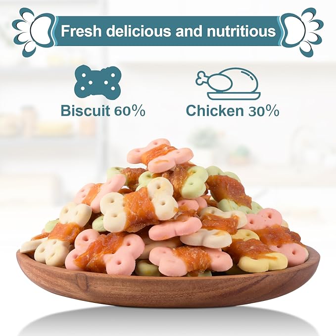 Dog Treats Biscuits Wrapped in Chicken Chews for Small Dog no Rawhide 0.5lb/227g